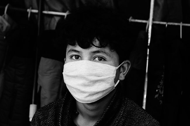 man with a face mask